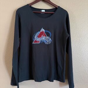 Colorado Avalanche Black Long Sleeve Shirt with Bling Logo Size XXL NWT